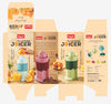 Liger Fruit Push Juicer packaging with product images and text on a beige background